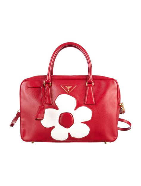 prada red flower bag|Prada authentic handbag.